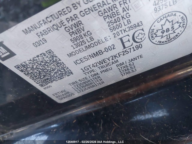 1GT42WEY2KF257190 GMC Sierra 3500hd Denali