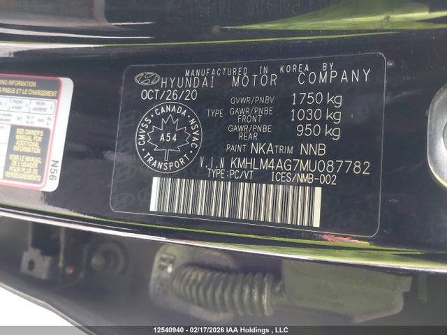 12540940 :رقم المزاد ، KMHLM4AG7MU087782 vin ، 2021 Hyundai Elantra Preferred Ivt مزاد بيع