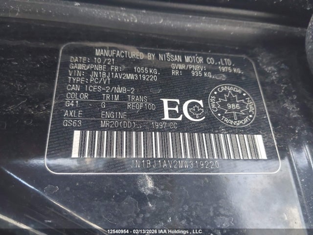 Aukcja sprzedaży 2021 Nissan Qashqai S, vin: JN1BJ1AV2MW319220, numer aukcji: 12540954