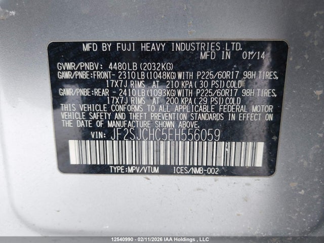 Subaru Forester 2.5i Limited 2014 JF2SJCHC5EH556059 Image 9