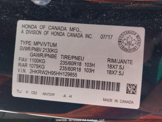 2HKRW2H95HH129855 Honda Cr-v Touring