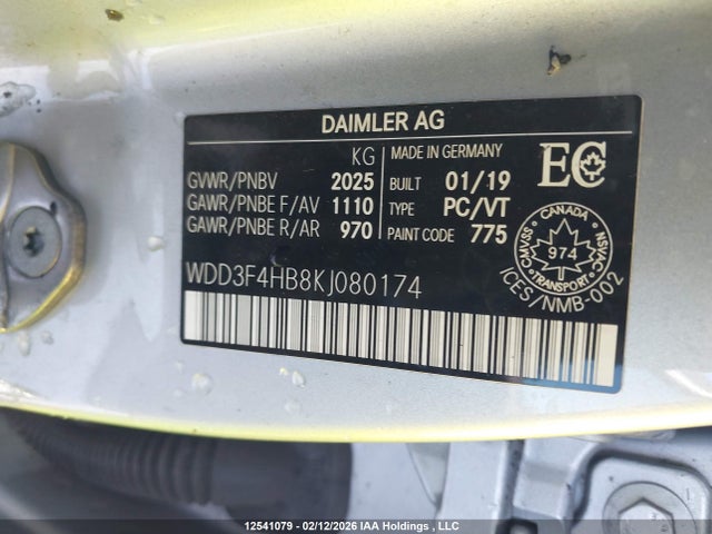 WDD3F4HB8KJ080174 Mercedes-Benz A 250 4matic