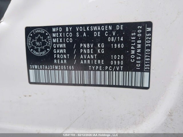 3VWL07AJ3FM205165 Volkswagen Jetta 1.8 Tsi Highline