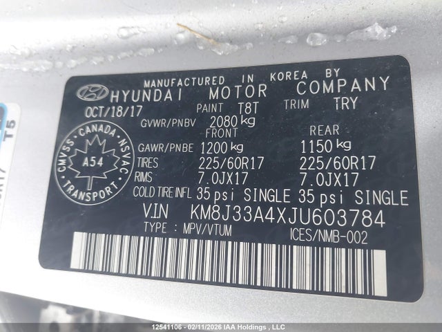 KM8J33A4XJU603784 Hyundai Tucson Se 2.0l