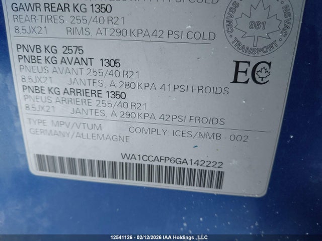 WA1CCAFP6GA142222 Audi Sq5 Premium Plus
