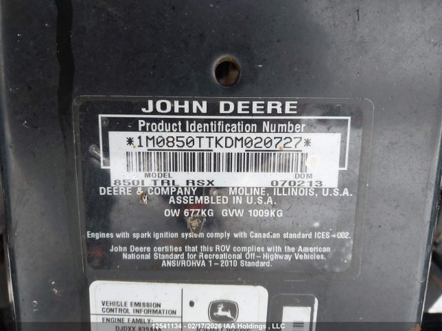 Aukcja sprzedaży 2013 John Deere , vin: 1M0850TTKDM020727, numer aukcji: 12541134