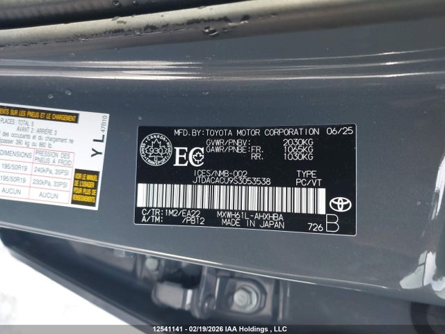 JTDACACU9S3053538 Toyota Prius
