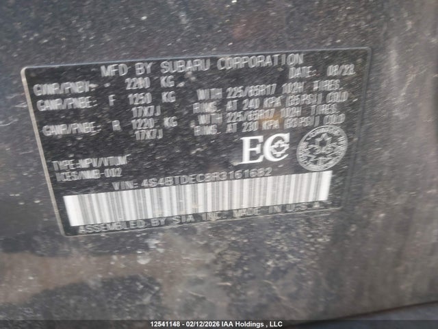 4S4BTDEC8R3161682 Subaru Outback Touring