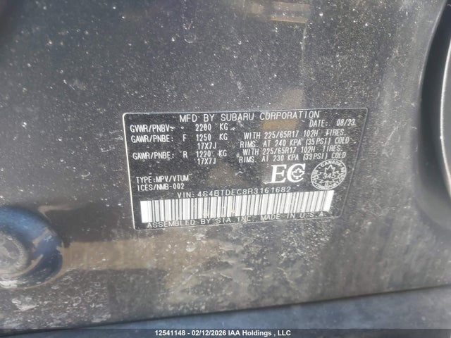 4S4BTDEC8R3161682 Subaru Outback Touring