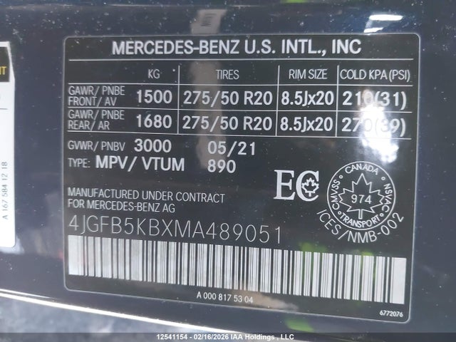 4JGFB5KBXMA489051 Mercedes-Benz Gle 450 4matic