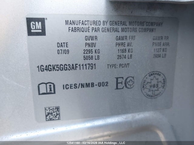 Aukcja sprzedaży 2010 Buick Lacrosse Cxl, vin: 1G4GK5GG3AF111791, numer aukcji: 12541160