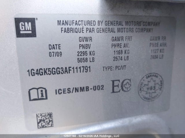Aukcja sprzedaży 2010 Buick Lacrosse Cxl, vin: 1G4GK5GG3AF111791, numer aukcji: 12541160