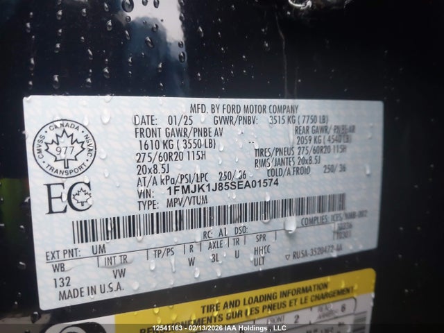 2025 Ford Expedition Max Active მანქანა იყიდება აუქციონზე, vin: 1FMJK1J85SEA01574, აუქციონის ნომერი: 12541163