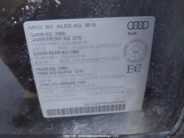 WA1C2AFP6HA040780 Audi Q5 2.0t Komfort