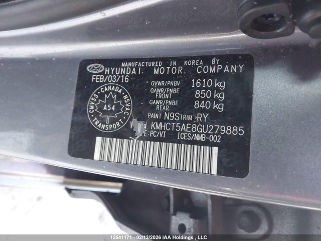 KMHCT5AE8GU279885 Hyundai ACCENT SE