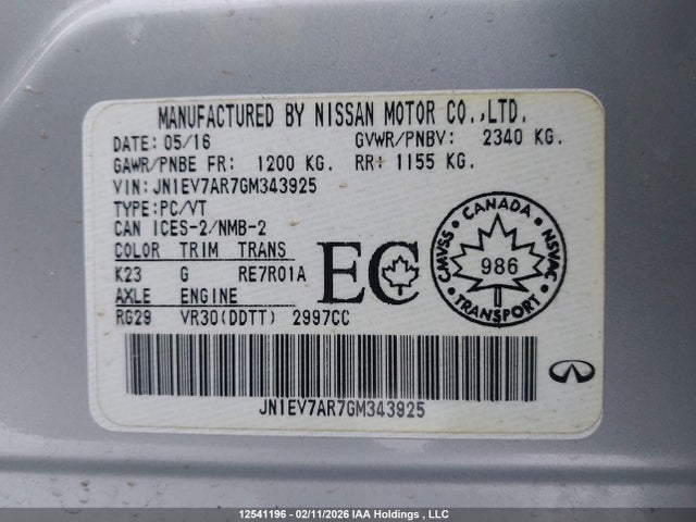 JN1EV7AR7GM343925 Infiniti Q50 3.0t