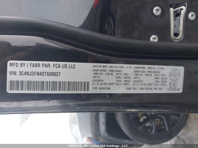 2025 Jeep Compass Latitude Lux მანქანა იყიდება აუქციონზე, vin: 3C4NJDFN4ST609627, აუქციონის ნომერი: 12541214