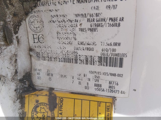 Продажа на аукционе авто 2008 Ford F-550 Chassis Xl/xlt, vin: 1FDAF56R18EC57586, номер лота: 12541220