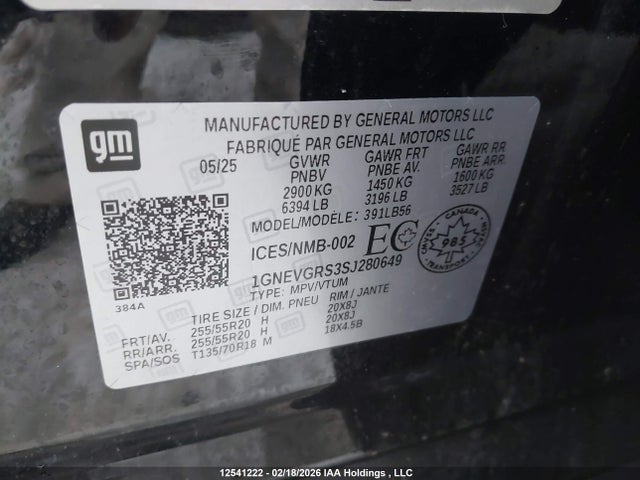 1GNEVGRS3SJ280649 Chevrolet Traverse Lt