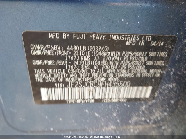 Продаж на аукціоні авто 2015 Subaru Forester, vin: JF2SJCBC9FH435500, номер лоту: 12541228