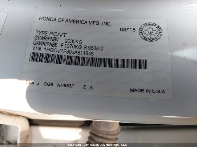 1HGCV1F30JA811848 Honda Accord Sport