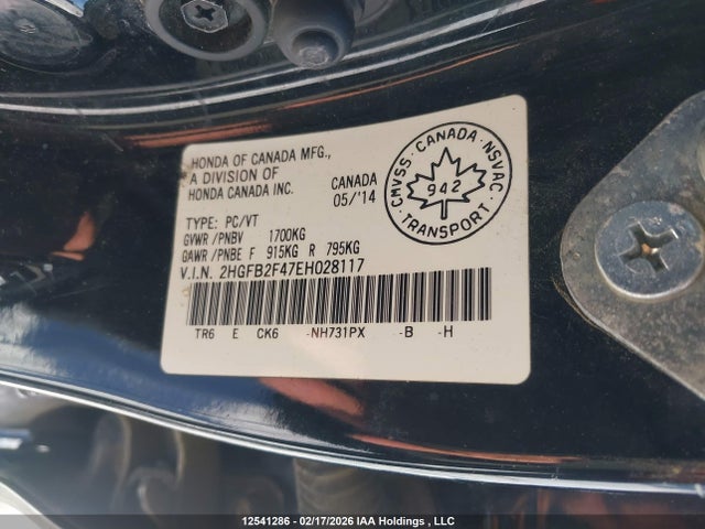 Honda Civic 2014 2HGFB2F47EH028117 Image 9