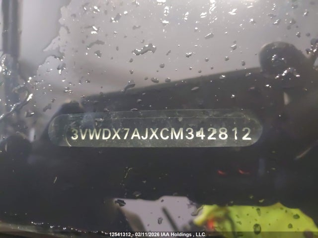 12541312 :رقم المزاد ، 3VWDX7AJXCM342812 vin ، 2012 Volkswagen Jetta Se مزاد بيع