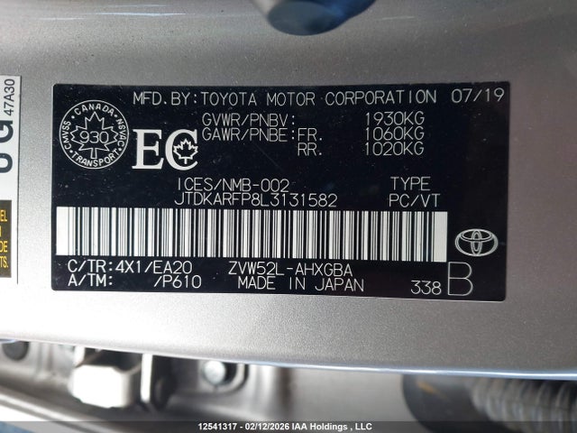 JTDKARFP8L3131582 Toyota Prius