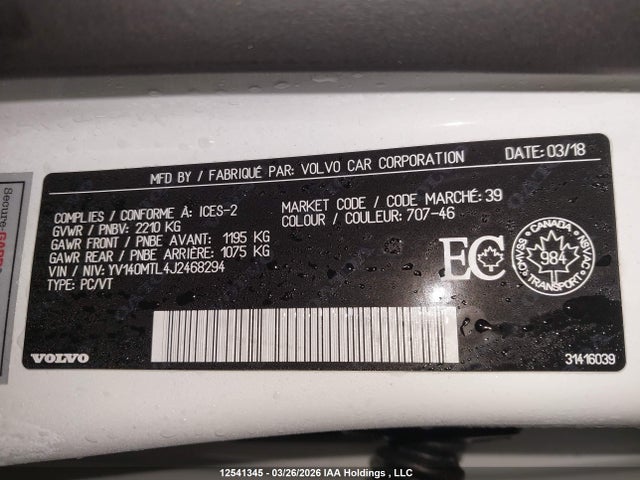 YV140MTL4J2468294 Volvo S60 Dynamic