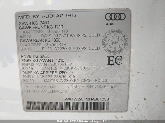 WA1W2AFP0HA061038 Audi Q5 2.0t Technik