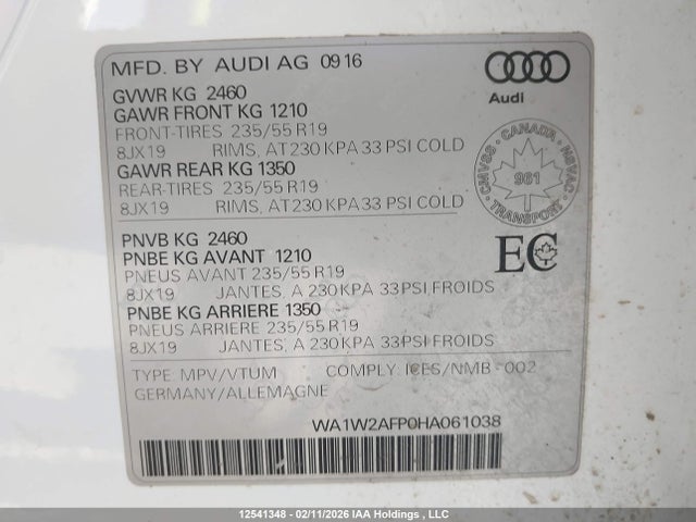 WA1W2AFP0HA061038 Audi Q5 2.0t Technik