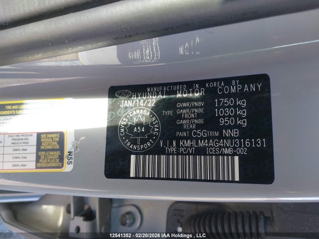 KMHLM4AG4NU316131 Hyundai Elantra Essential Ivt With Hyundai Smartsense Package