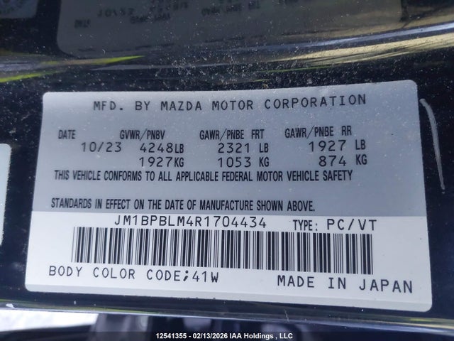 Продаж на аукціоні авто 2024 Mazda Mazda3 Gs, vin: JM1BPBLM4R1704434, номер лоту: 12541355