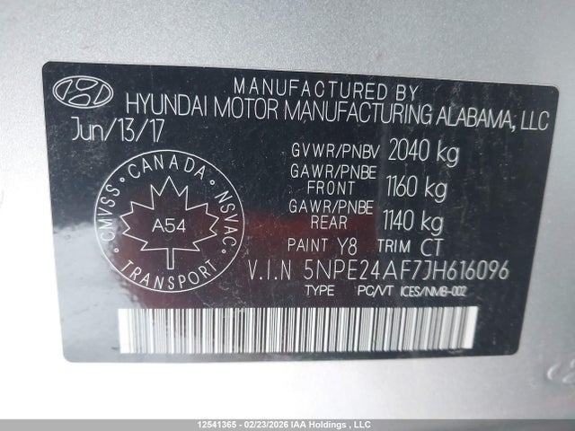 5NPE24AF7JH616096 Hyundai SONATA GL