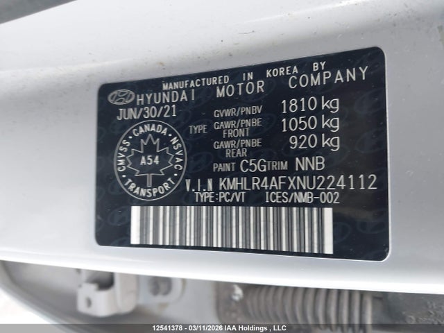 12541378 :رقم المزاد ، KMHLR4AFXNU224112 vin ، 2022 Hyundai Elantra N Line Dct مزاد بيع