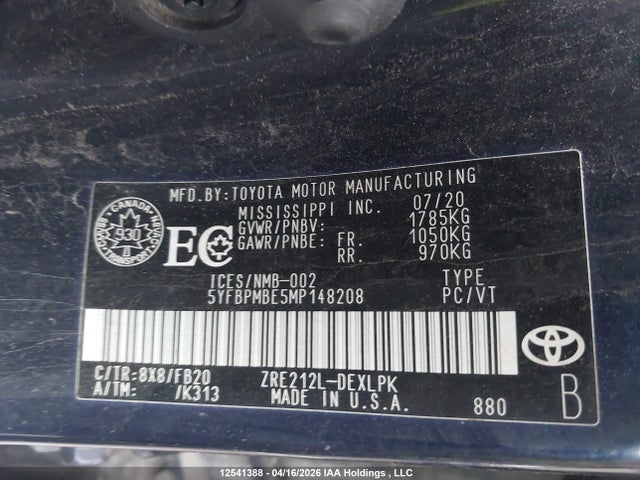 Toyota Corolla 2021 5YFBPMBE5MP148208 Image 9