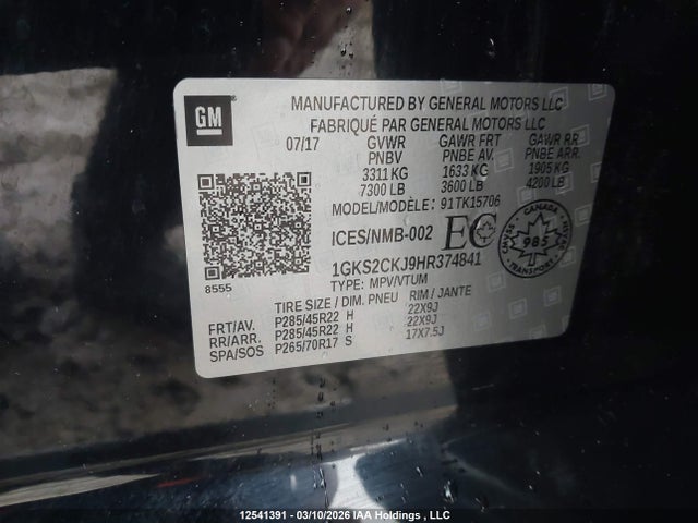 Продаж на аукціоні авто 2017 Gmc Yukon Denali Denali, vin: 1GKS2CKJ9HR374841, номер лоту: 12541391