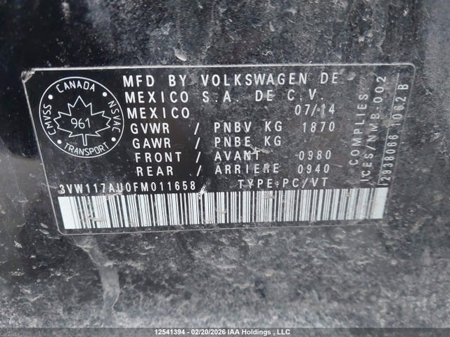 3VW117AU0FM011658 Volkswagen Golf