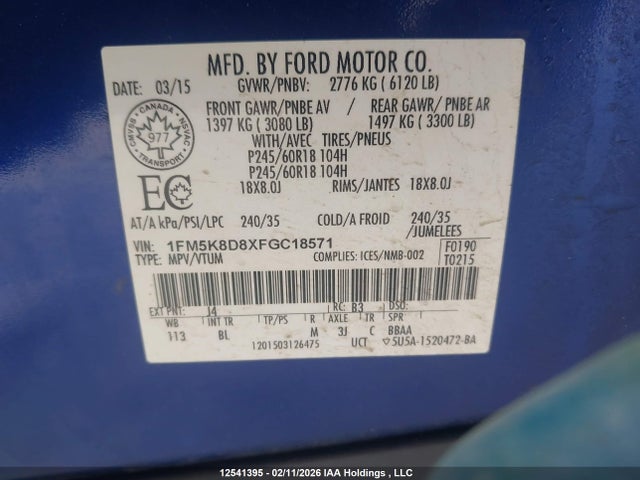 1FM5K8D8XFGC18571 Ford EXPLORER XLT