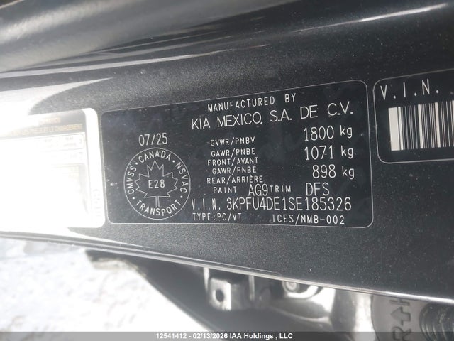 2025 Kia K4 Ex/ex+ მანქანა იყიდება აუქციონზე, vin: 3KPFU4DE1SE185326, აუქციონის ნომერი: 12541412