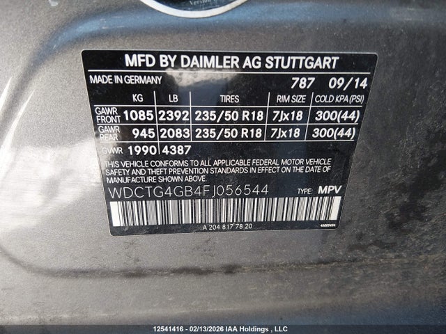WDCTG4GB4FJ056544 Mercedes-Benz Gla 250 4matic
