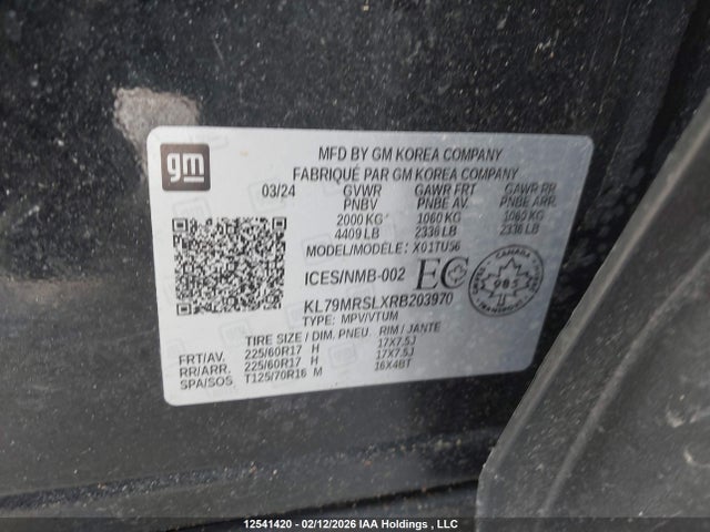 KL79MRSLXRB203970 Chevrolet Trailblazer Lt