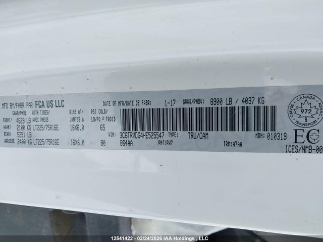 Продаж на аукціоні авто 2017 Ram Promaster 2500 2500 High, vin: 3C6TRVDG4HE525547, номер лоту: 12541422