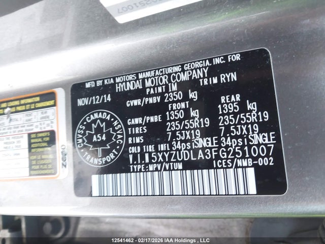 5XYZUDLA3FG251007 Hyundai Santa Fe Sport 2.0t Limited