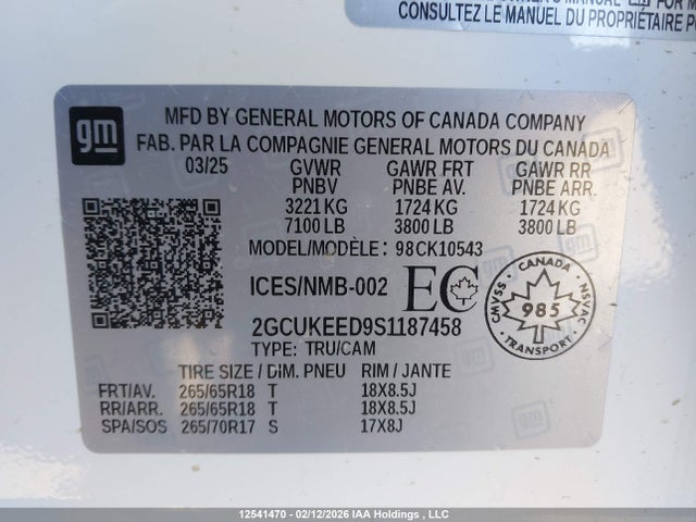 2GCUKEED9S1187458 Chevrolet Silverado K1500 Rst