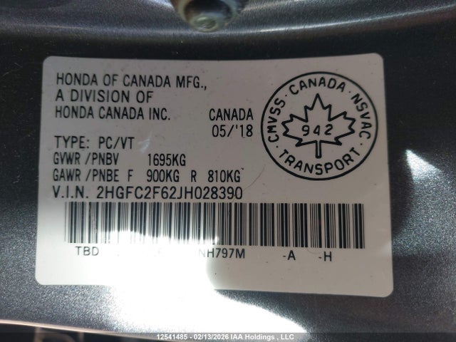 2HGFC2F62JH028390 Honda CIVIC SE