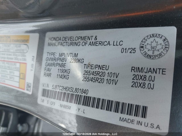 5J8TC2H6XSL801840 Acura RDX