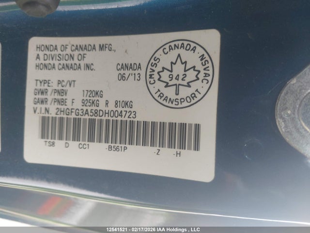 Aukcja sprzedaży 2013 Honda Civic Lx, vin: 2HGFG3A58DH004723, numer aukcji: 12541521