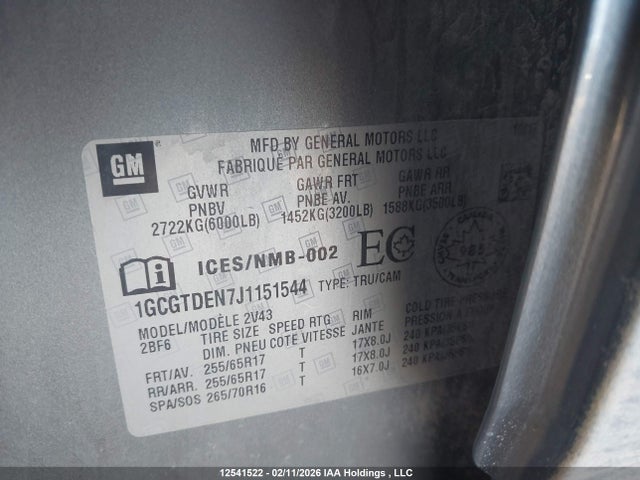 1GCGTDEN7J1151544 Chevrolet Colorado Z71