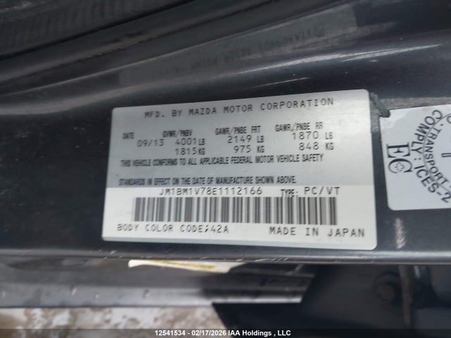 JM1BM1V78E1112166 Mazda Mazda3 Gs-sky